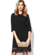 Romwe Black Round Neck Half Sleeve Dress