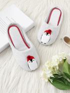 Romwe Penguin Embroidery Slippers