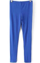 Romwe Elastic Waist Slim Blue Legging