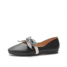 Romwe Striped Bow Decor Ballet Flats