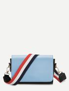 Romwe Two Tone Flap Shoulder Bag With Striped Strap