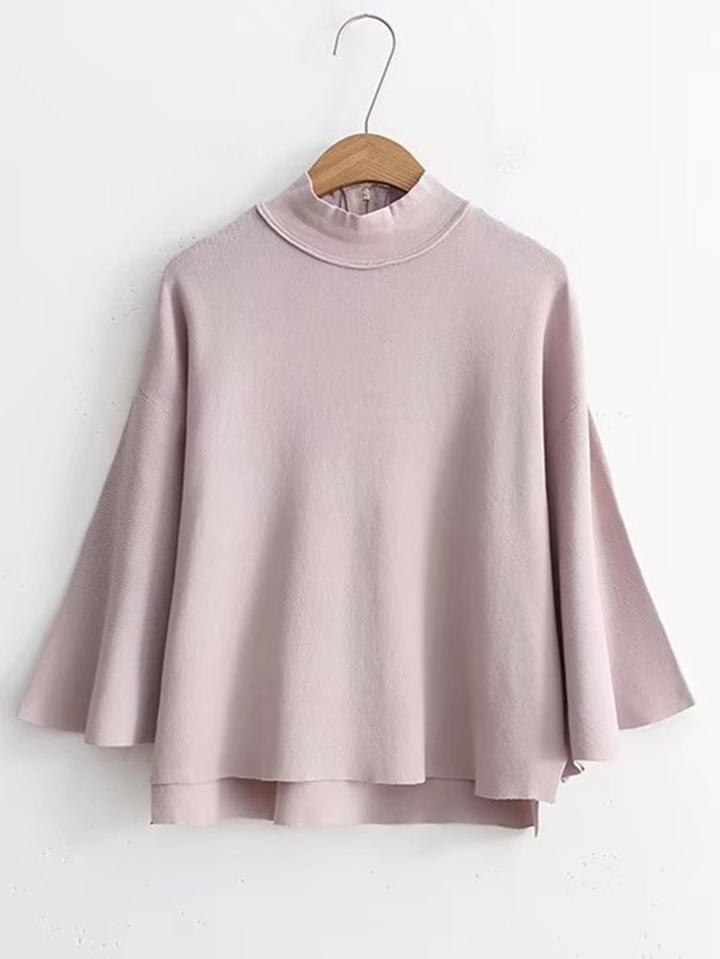Romwe Fluted Sleeve Dip Hem Knitwear