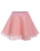 Romwe With Bead Flare Pink Skirt
