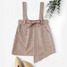 Romwe Striped Asymmetrical Pinafore Skirt