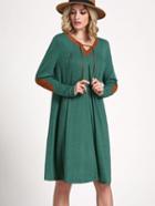 Romwe Green Teal Long Sleeve Casual Dress