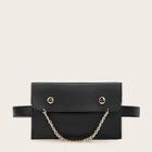 Romwe Chain Decor Flap Design Bum Bag