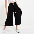Romwe Frill Trim Lettuce Trim Pleated Wide Leg Pants