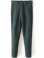 Romwe Elastic Casual Green Pant