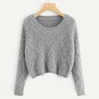 Romwe Fuzzy Crop Sweater