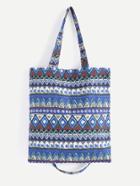 Romwe Blue Tribal Print Double Layer Tote Bag With Convertible Strap
