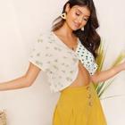 Romwe V-neck Twist Front 2 In 1 Blouse