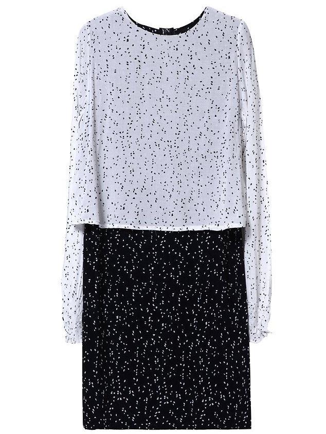 Romwe Contrast Speckled Print Combo Dress