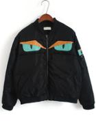 Romwe Monster Pattern Zipper Black Jacket