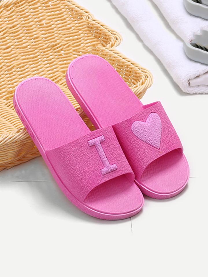 Romwe Contrast Heart Slide Sandals