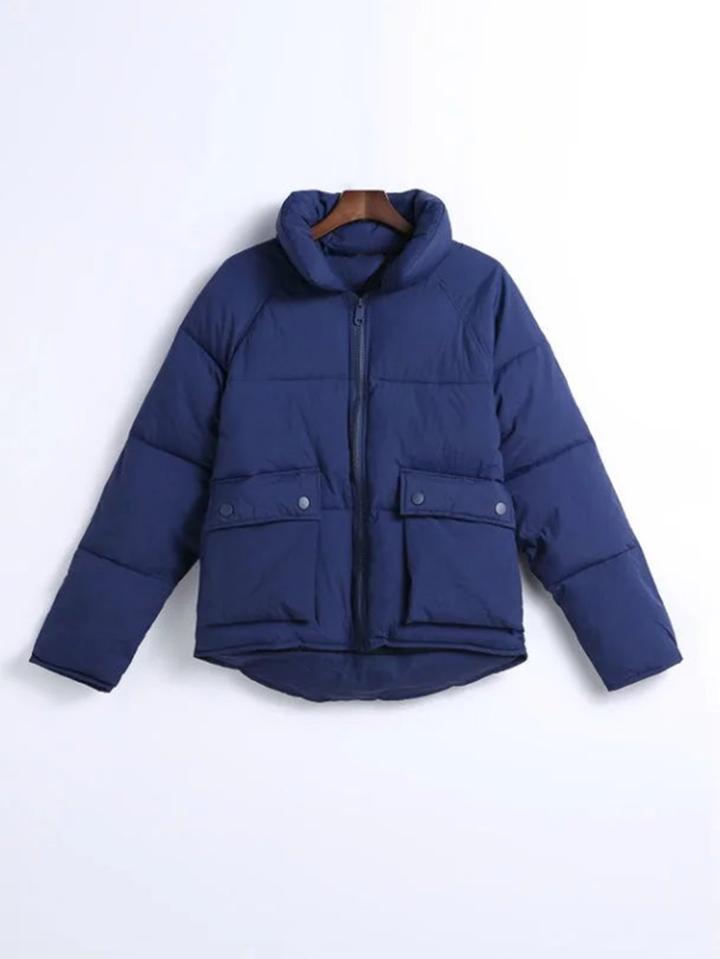 Romwe Dip Hem Padded Coat