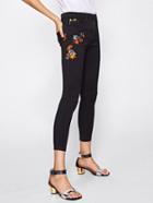 Romwe Embroidered Skinny Jeans
