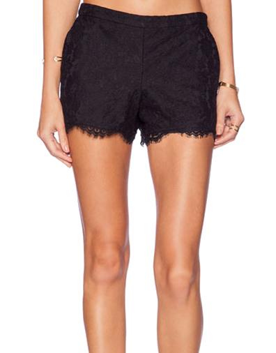 Romwe Lace Embroidered Slim Shorts