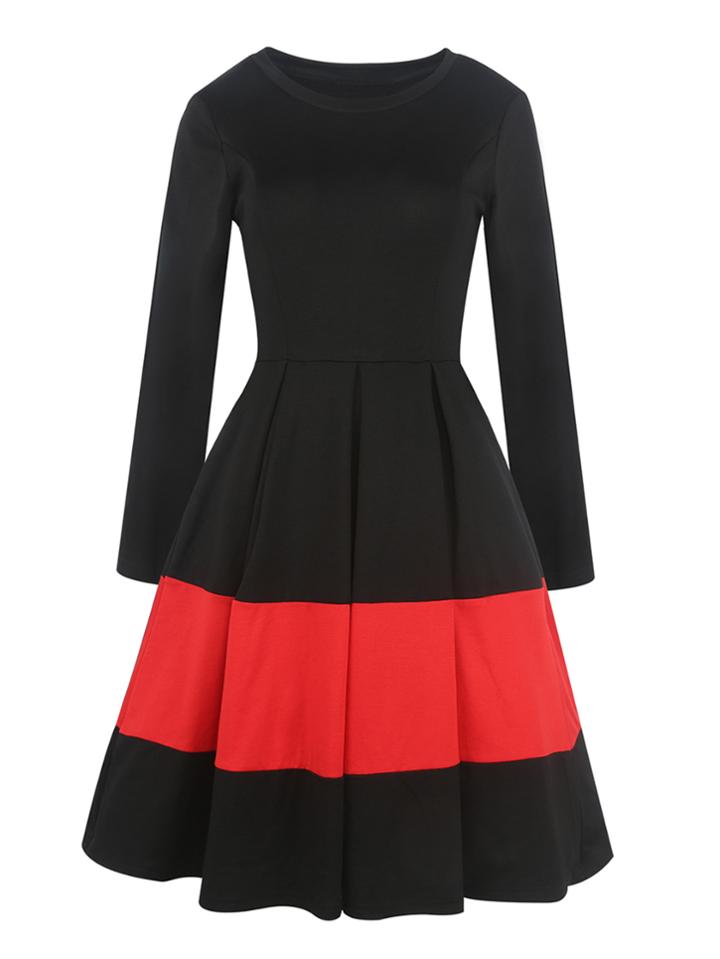 Romwe Contrast Panel Circle Dress