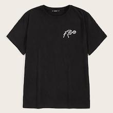Romwe Guys Dinosaur Peint Round Neck Tee