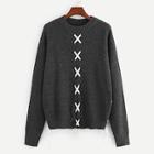 Romwe Drop Shoulder Crisscross Detail Sweater
