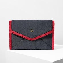 Romwe Tassel Trim Envelope Clutch Bag