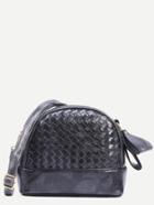 Romwe Black Braided Dome Clutch With Strap
