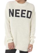 Romwe Letter Pattern Loose Beige Sweater