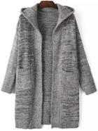 Romwe Hooded Pockets Pale Grey Coat