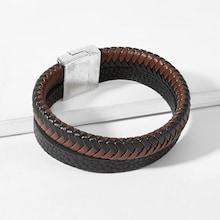 Romwe Men Double Layered Wide Bracelet