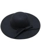 Romwe Black Bow Embellished Round Crown Floppy Hat