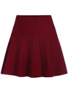 Romwe Elastic Waist Flare Maroon Skirt