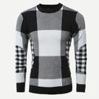 Romwe Men Contrast Plaid Jumper