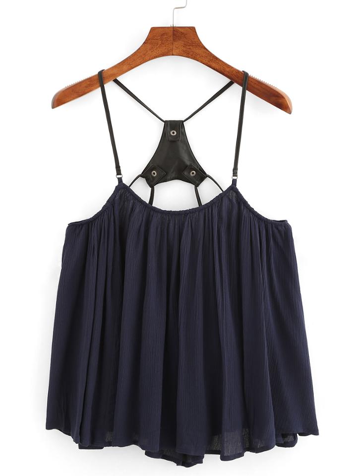 Romwe Triangle Racerback Swing Cami Top