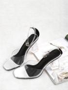 Romwe Clear Top Strap Block Heeled Sandals