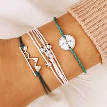 Romwe Round & Mountain Decor Bracelet Set 3pcs