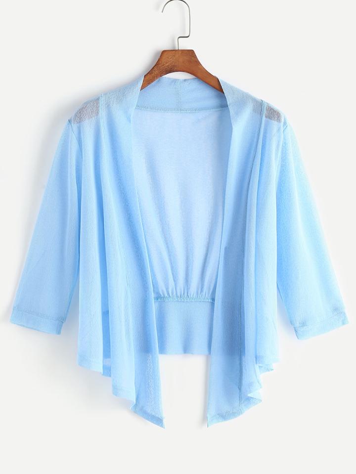 Romwe Blue Asymmetric Semi Sheer Top