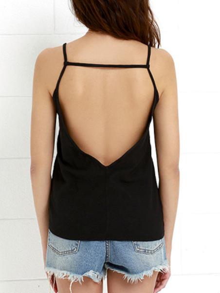 Romwe Backless Plain Cami Top