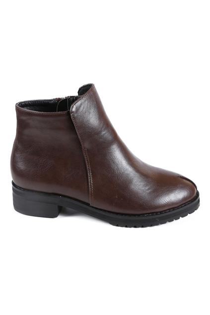 Romwe Chunky Heel Brown Ankle Boots