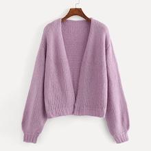 Romwe Open Front Bishop Sleeve Jumper
