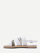 Romwe White Caged Faux Leather Sandals