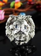 Romwe Silver Enamel Lion Head Ring