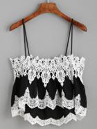Romwe Contrast Crochet Cami Top