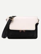 Romwe Contrast Push-lock Structured Shoulder Bag - Black