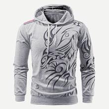 Romwe Guys Abstract Print Hooded Sweatshirt