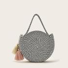 Romwe Tassel Detail Striped Satchel Bag