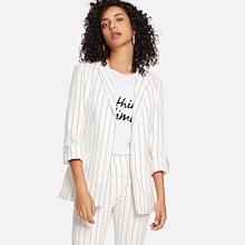 Romwe Rolled Sleeve Pinstriped Blazer