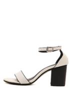 Romwe White Faux Suede Open Toe Ankle Strap Chunky Pumps