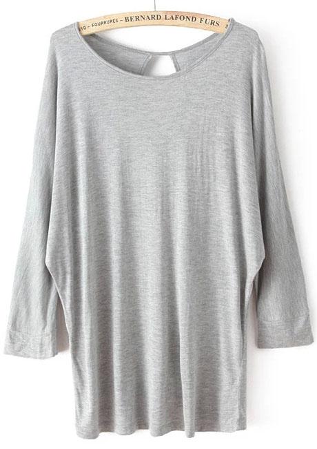 Romwe Bat Sleeve Open Back Loose T-shirt