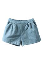 Romwe Elastic Corduroy Blue Shorts
