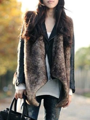 Romwe Open Front Khaki Vest